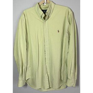 Ralph Lauren Mens Classic Fit Button Up Dress Shirt Size 16 34/35 Green Logo